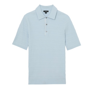 REISS Era Textured-Knit Half-Button Polo Shirt